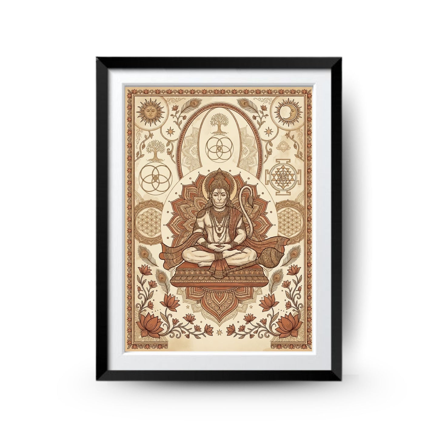 Vintage Boho Hanuman Framed Wall Art