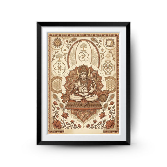 Vintage Boho Hanuman Framed Wall Art
