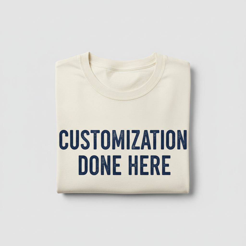 Round neck thisrt with folding with customization done here text on tshirt 